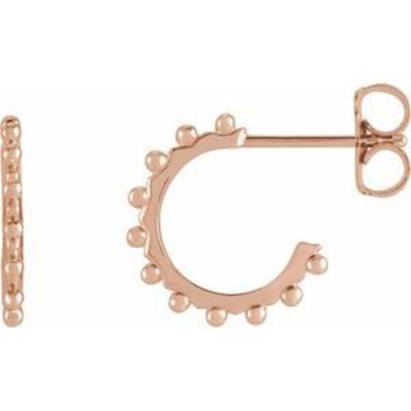 14K Rose Gold Beaded Huggie EarringsHuggie Earrings for Gift - 12.12mm,All Products : American Fashion Style Bags On Sale 14K Rose Gold Beaded Huggie EarringsHuggie Earrings for Gift - 12.12mm,All Products : American Fashion Style Bags On Sale